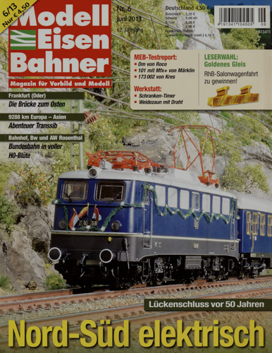   Modelleisenbahner. Magazin für Vorbild und Modell. hier: Heft 6/2013 (Juni 2013): Nord-Süd elektrisch. Lückenschluß vor 50 Jahren. 