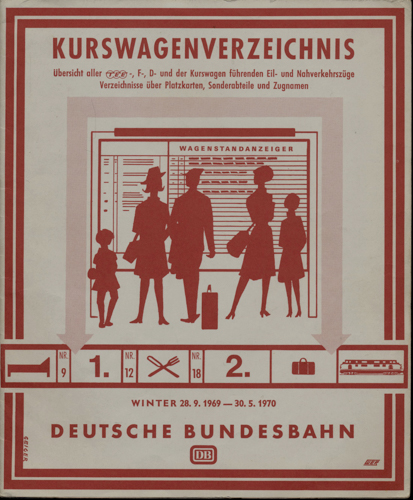 Deutsche Bundesbahn (Hrg.)  Kurswagenverzeichnis Winter 28.9.1969 - 30.5.1969. 