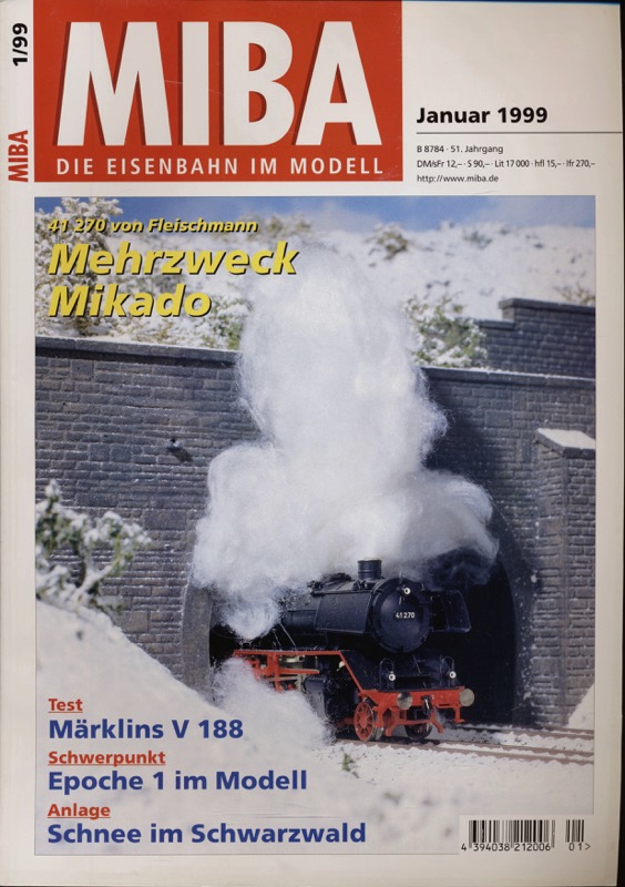   MIBA. Die Eisenbahn im Modell Heft 1/99 (Januar 1999): Mehrzweck Mikado. 41 270 von Fleischmann. 