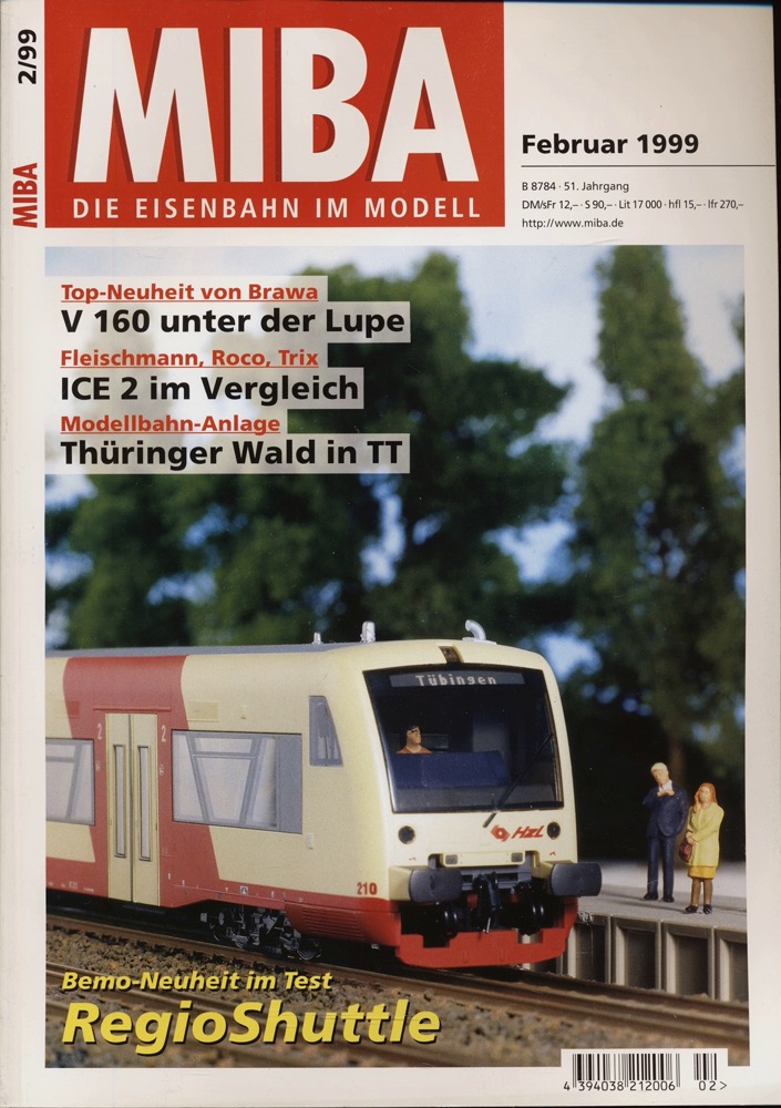   MIBA. Die Eisenbahn im Modell Heft 2/99 (Februar 1999): RegioShuttle. Bemo-Neuheit im Vergleich. 