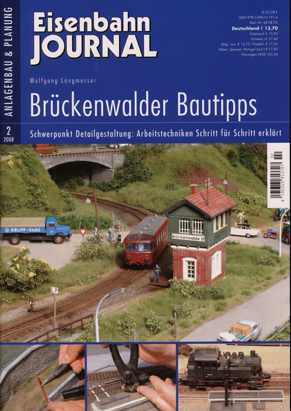 Langmesser, Wolfgang  Eisenbahn Journal Anlagenbau und Planung Heft 2/2008: Brückenwalder Bautipps. Schwerpunkt Detailgestaltung: Arbeitstechniken Schritt für Schritt erklärt. 