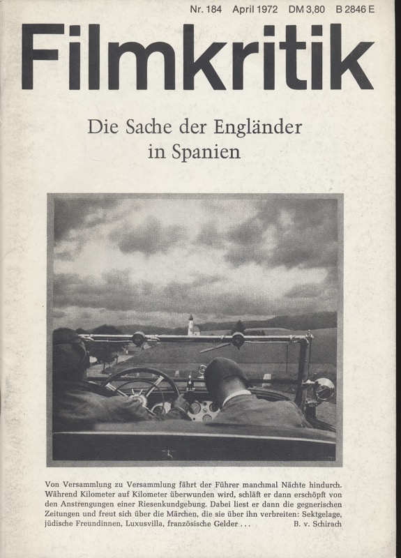   Filmkritik Nr. 184 (April 1972): Die Sache der Engländer in Spanien. 