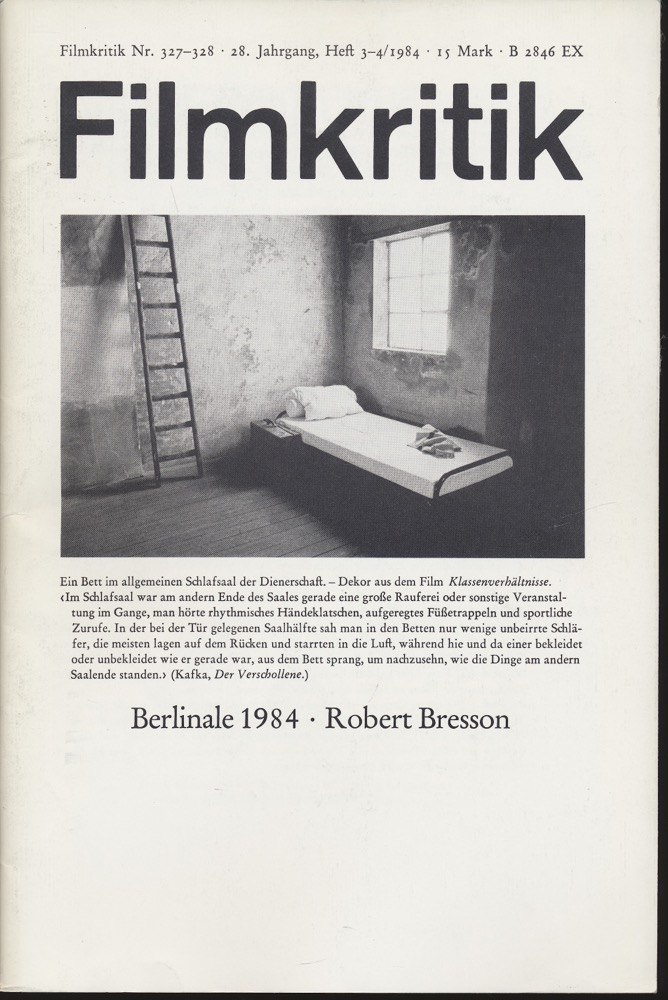   Filmkritik Nr. 327-328 (März-April 1984): Berlinale 1984 / Robert Bresson. 