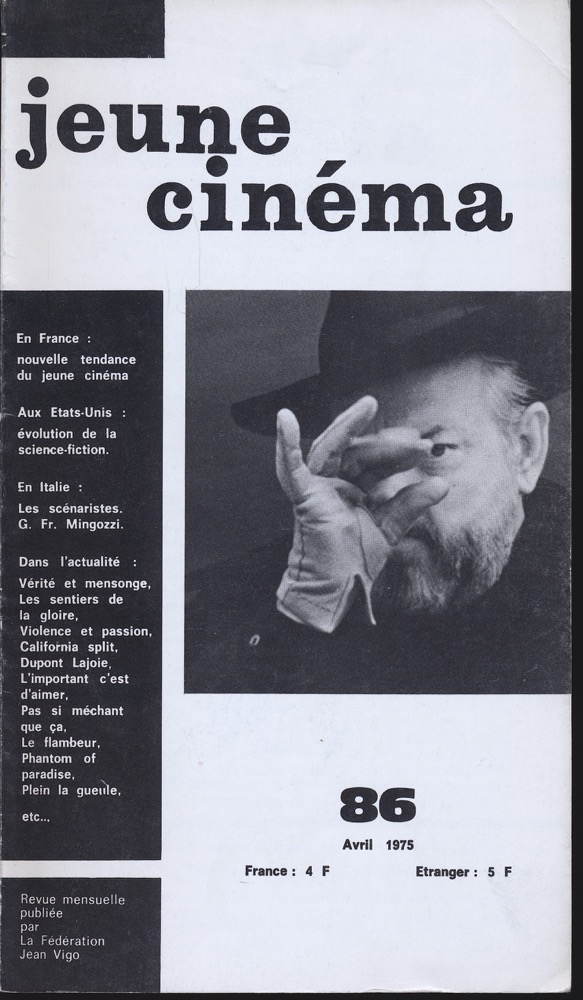   jeune cinéma no. 86 (Avril 1975). 
