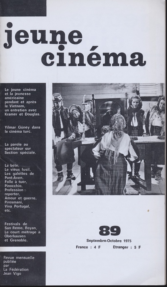   jeune cinéma no. 89 (Septembre-Octobre 1975). 