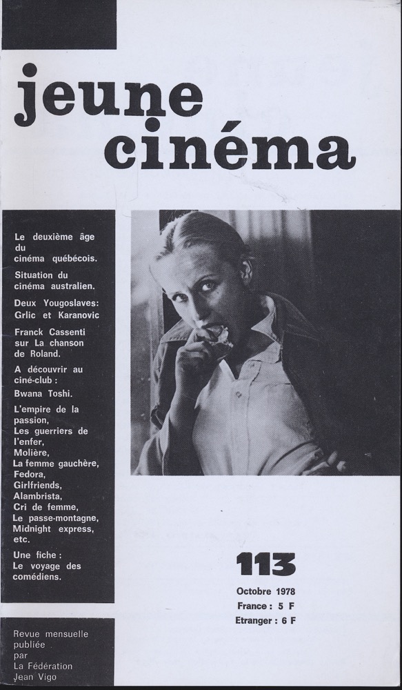   jeune cinéma no. 113 (Octobre 1978). 