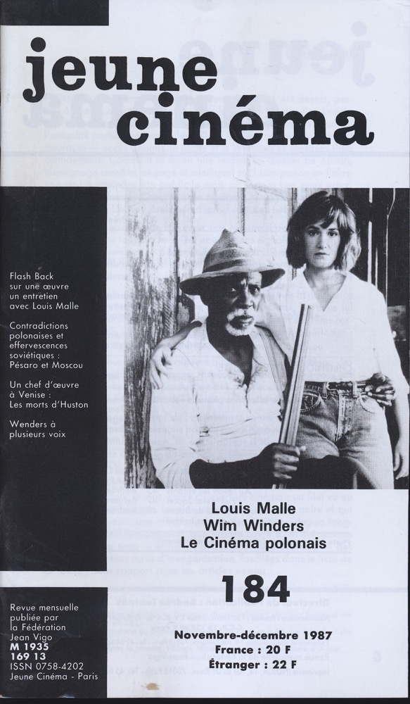   jeune cinéma no. 184 (Novembre-Décembre 1987): Louis Malle, Wim Wenders, Le Cinéma polonais. 