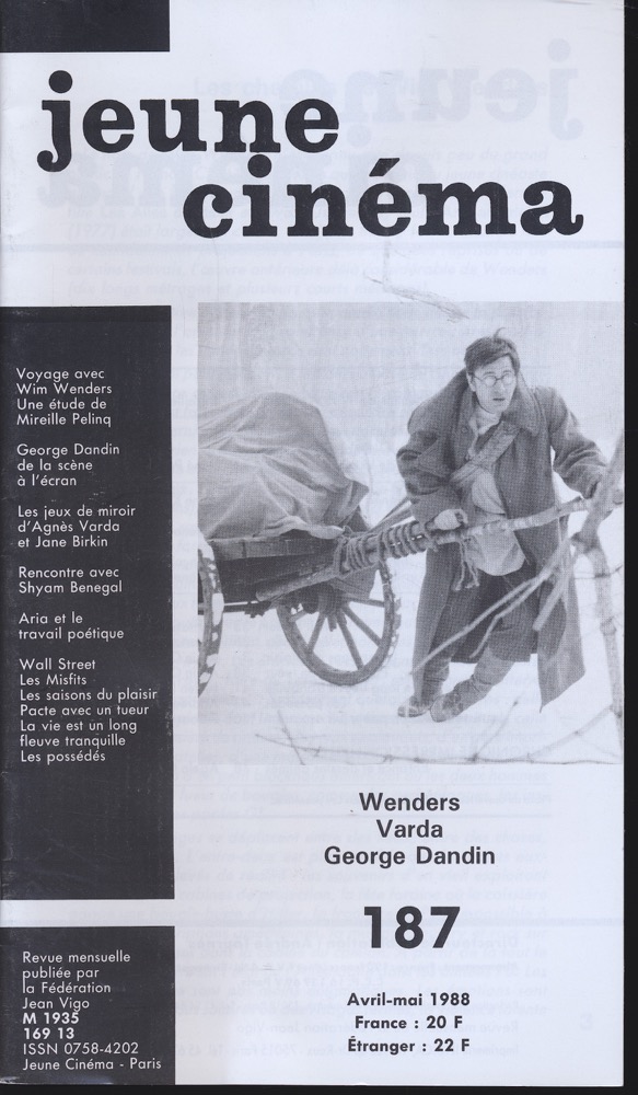   jeune cinéma no. 187 (Avril-Mai 1988): Wenders, Varda, George Dandin. 