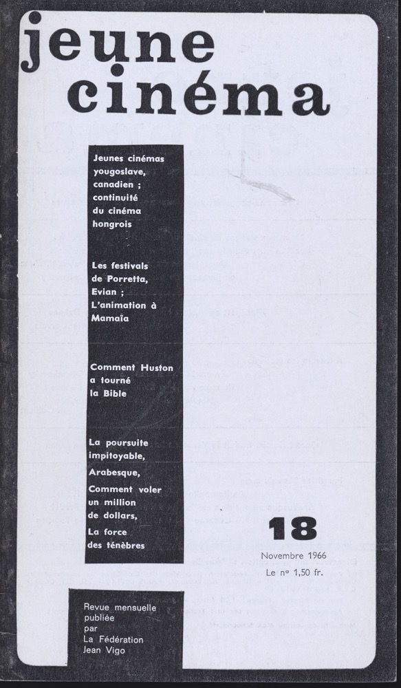   jeune cinéma no. 18 (Novembre 1966). 