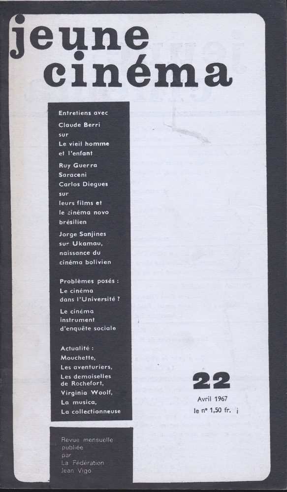   jeune cinéma no. 22 (Avril 1967). 