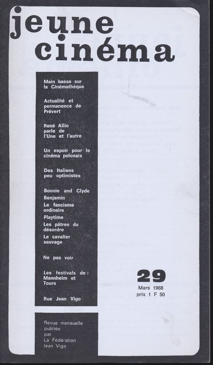   jeune cinéma no. 29 (Mars 1968). 