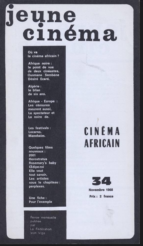   jeune cinéma no. 34 (Novembre 1968): Cinéma africain. 