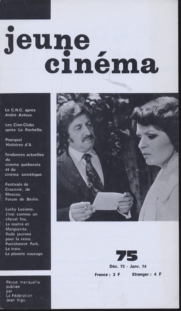   jeune cinéma no. 75 (Décembre 1973-Janvier 1974). 