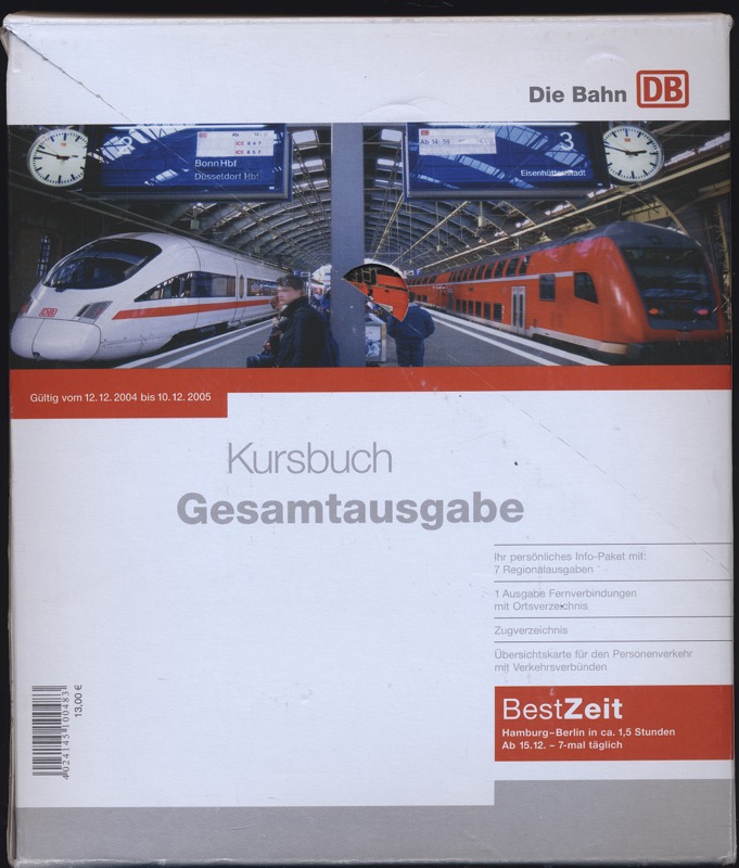 Deutsche Bahn AG  Deutsche Bahn: Kursbuch Gesamtausgabe 2005, gültig vom 12.12.2004 bis 10.12.2005. 9 Bde. und 1 Übersichtskarte (= kompl. Edition). 