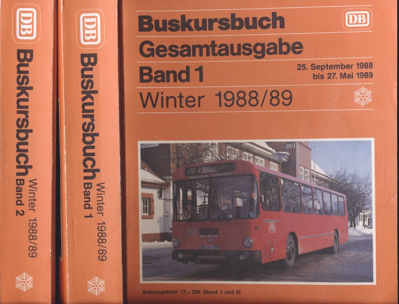 Deutsche Bundesbahn (Hrg.)  Deutsche Bundesbahn: Buskursbuch. Gesamtausgabe Winter 1989/90 (2 Bde.), gültig vom . 