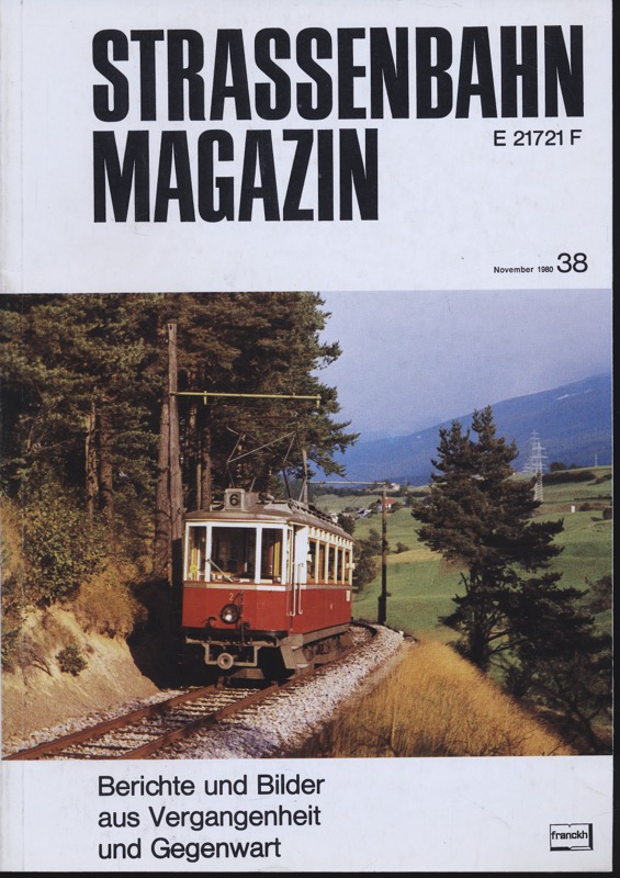PABST, Klaus (Hrg.)  Strassenbahn Magazin Heft Nr. 38 / November 1980. 