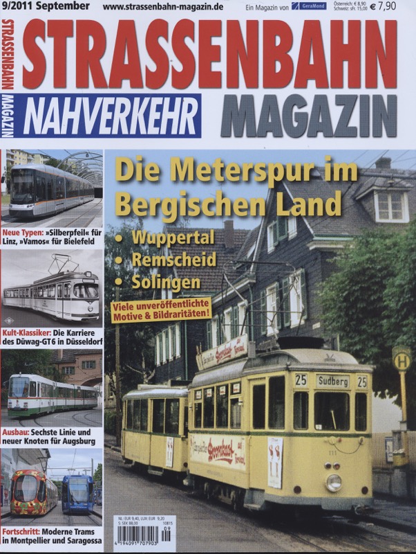   Strassenbahn Magazin Heft Nr. 9/2011 September: Die Meterspur im Bergischen Land. Wuppertal, Remscheid, Solingen. 