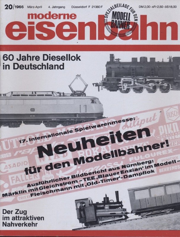   moderne eisenbahn. hier: Heft 20/1966 (2. Jahrgang): 60 Jahre Diesellok in Deutschland. Der Zug im attraktiven Nahverkehr. 