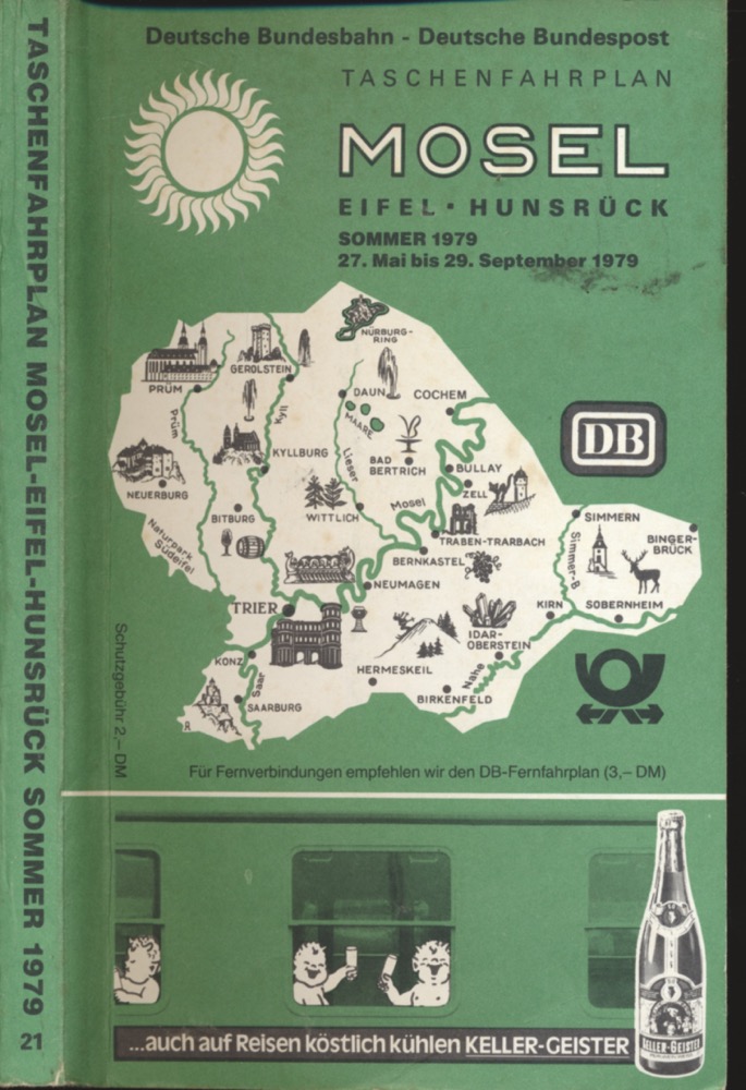 Deutsche Bundesbahn/Deutsche Bahnpost (Hrsg.)  Taschenfahrplan Mosel Eifel Hunsrück Sommer 1979 (27. Mai bis 29. September 1979). 