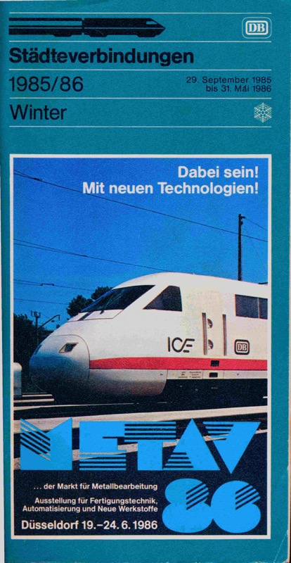 Deutsche Bundesbahn (Hrg.)  Deutsche Bundesbahn Städteverbindungen Winter 1985/86. 