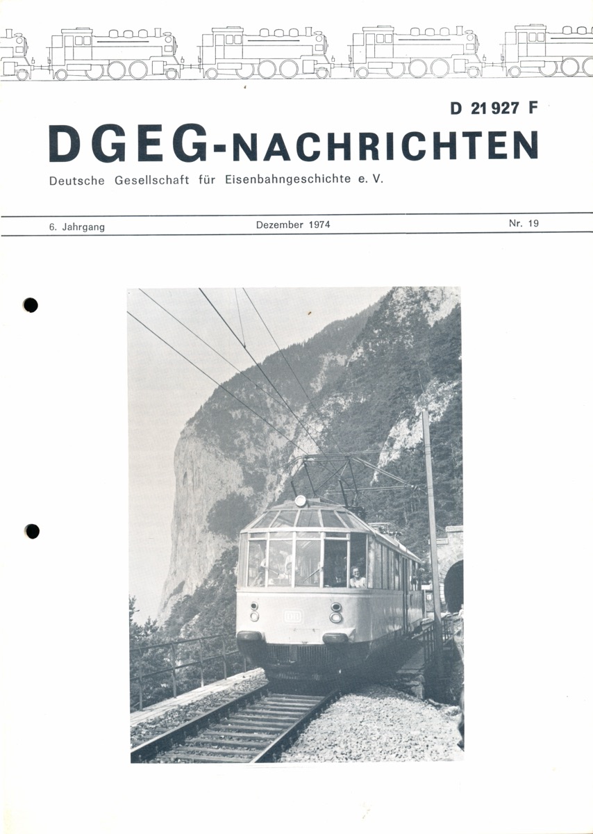HÖLTGE, Dieter (Hrg.)  DGEG-Nachrichten Heft Nr. 19/1974 (Dezember 1974). 