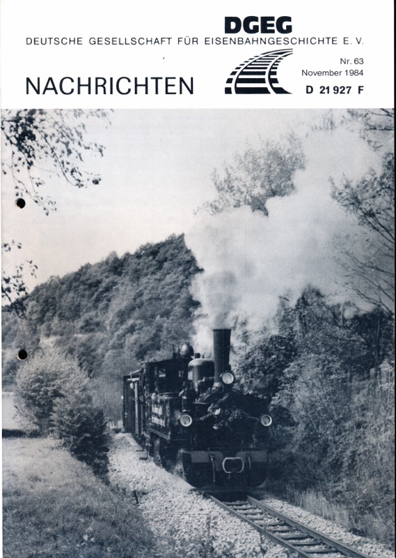 Nowakowsky, Harald (Hrg.)  DGEG-Nachrichten Heft Nr. 63/1984 (November 1984). 