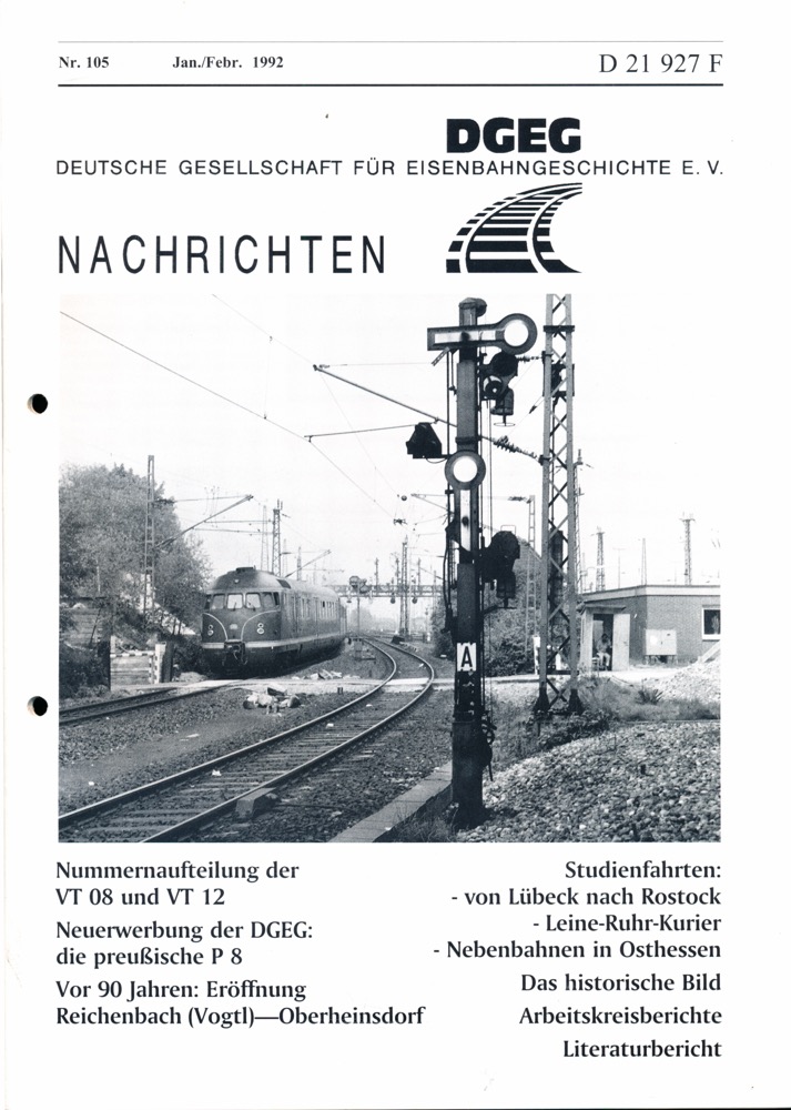 Nowakowsky, Harald (Hrg.)  DGEG-Nachrichten Heft Nr. 105/1992 (Januar/Februar 1992). 