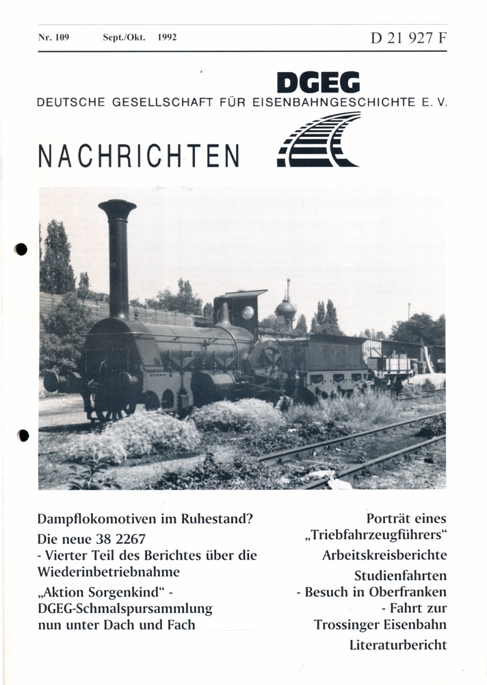Nowakowsky, Harald (Hrg.)  DGEG-Nachrichten Heft Nr. 109/1992 (September/Oktober 1992). 