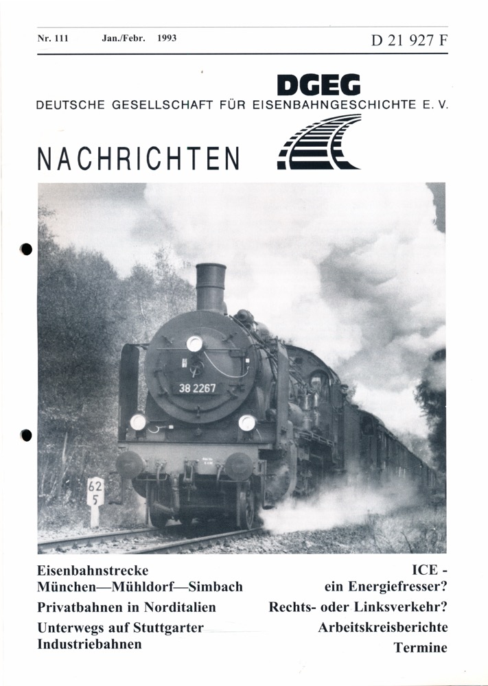 Krause, Günter (Hrg.)  DGEG-Nachrichten Heft Nr. 111/1993 (Januar/Februar 1993). 