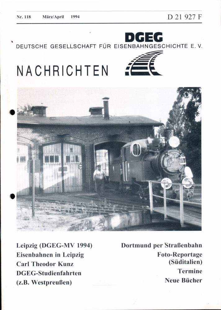 Krause, Günter (Hrg.)  DGEG-Nachrichten Heft Nr. 118/1994 (März/April 1994). 