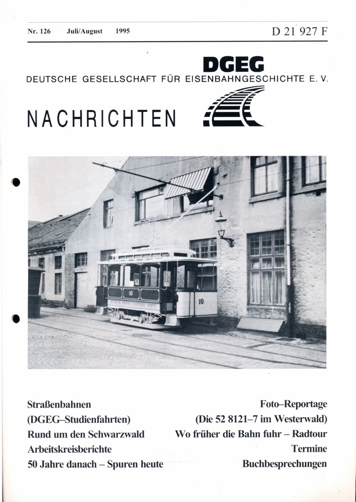 Krause, Günter (Hrg.)  DGEG-Nachrichten Heft Nr. 126/1995 (Juli/August 1995). 