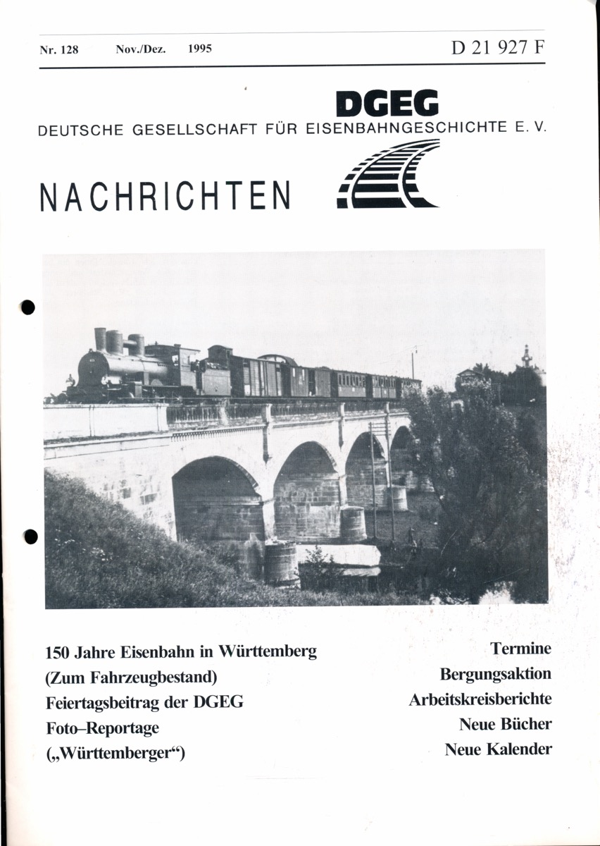 Krause, Günter (Hrg.)  DGEG-Nachrichten Heft Nr. 128/1995 (November/Dezember 1995). 