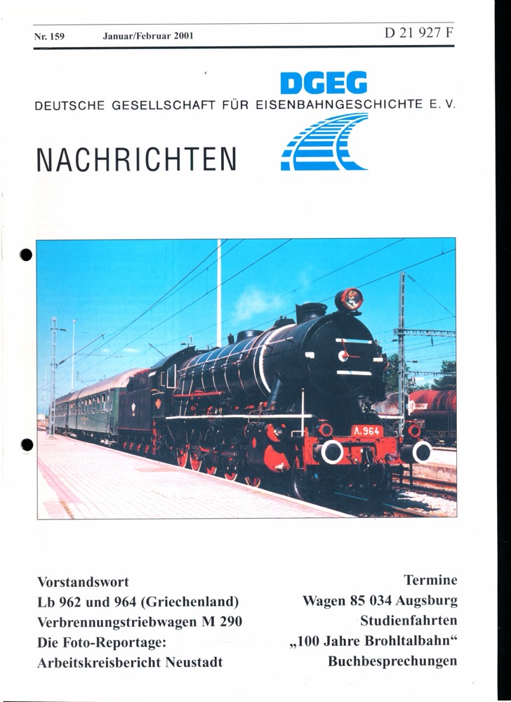 Krause, Günter (Hrg.)  DGEG-Nachrichten Heft Nr. 159/2001 (Januar/Februar 2001). 