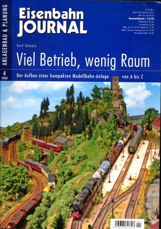 Gebele, Karl  Eisenbahn Journal Anlagenbau und Planung Heft 2/2008: Viel Betrieb, wenig Raum. Der Aufbau einer kompakten Modellbahn-Anlage von A bis Z. 