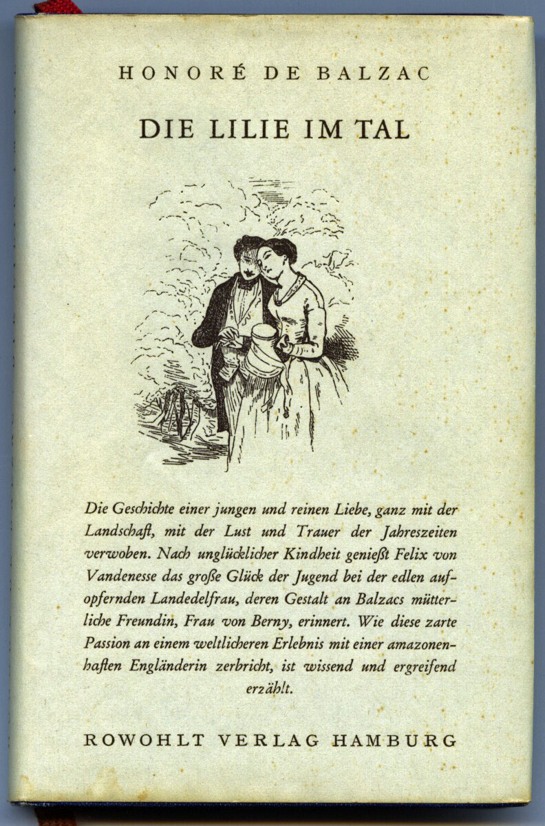 BALZAC, Honoré de  Die Lilie im Tal. Dt. von Charlotte Braun-Wogau.  