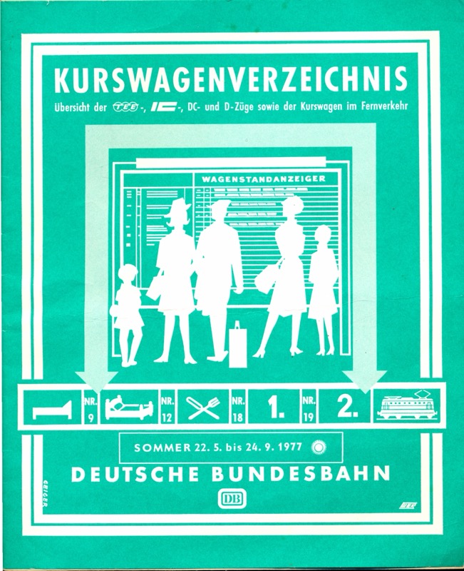 Deutsche Bundesbahn (Hrg.)  Deutsche Bundesbahn Kurswagenverzeichnis Sommer 1977 (ursprüngl. Beilage zum Kursbuch Sommer 1977). 