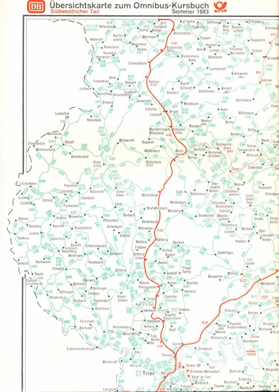 Deutsche Bundesbahn (Hrg.)  Übersichtskarte Die Bahn - Sommer 1983. Südöstlicher & Südwestlicher Teil (Beilage zum Kursbuch). 