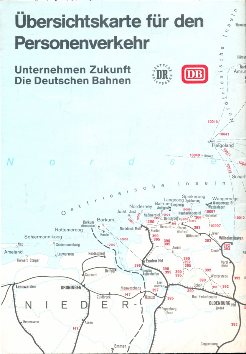 Deutsche Bundesbahn (Hrg.)  Deutsche Bahn: Übersichtskarte für den Personenverkehr Ausgabe Mai 1996. 