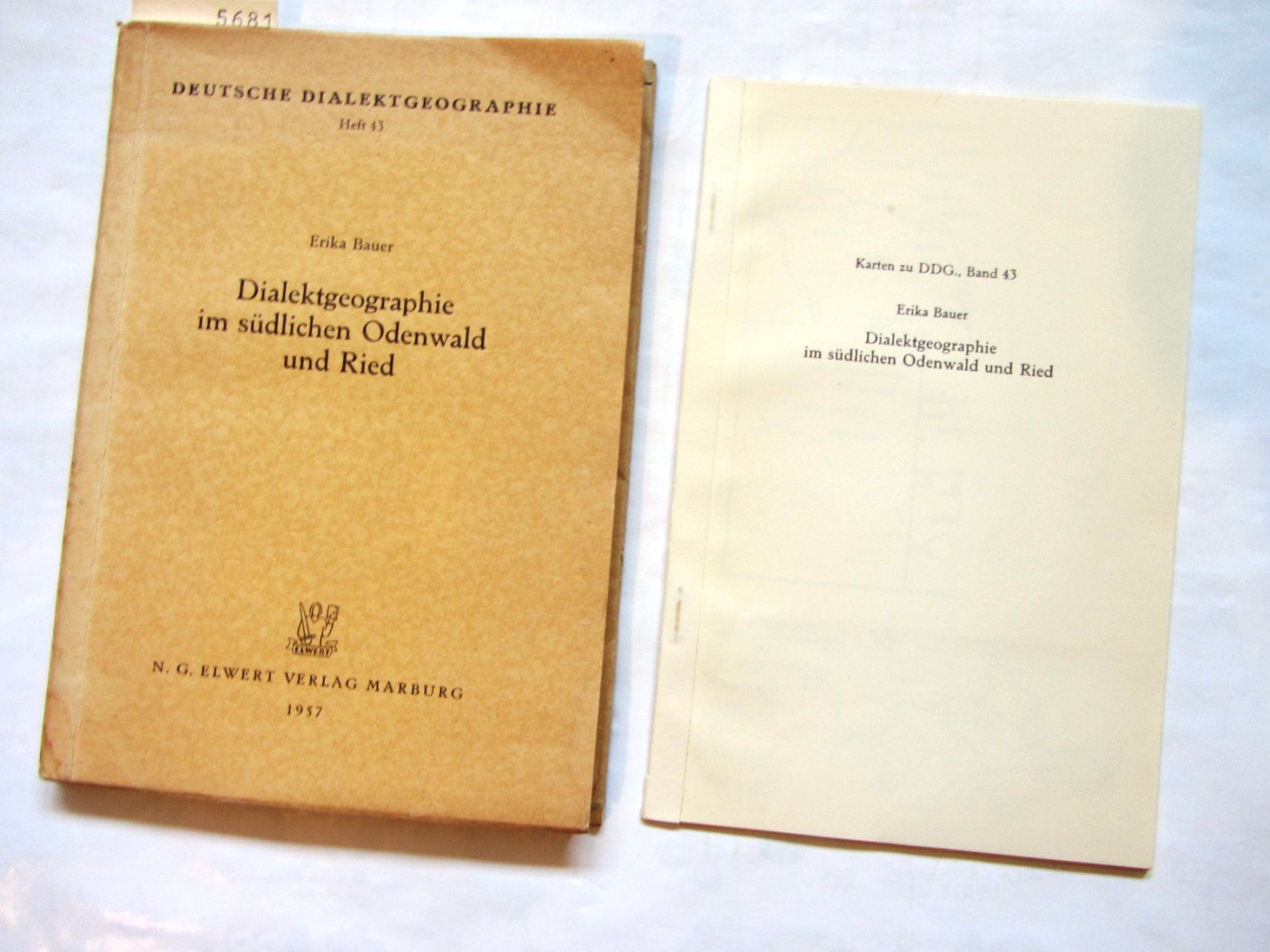 Bauer, Erika:  Dialektgeographie im südlichen Odenwald und Ried. ("Deutsche Dialektgeographie", 43) 