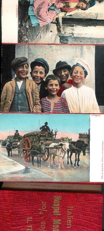 Privates Postkartenalbum 1907 -  Neapel - Monaco - Salzburg. 36 Postkarten / cart postale / postcards. 