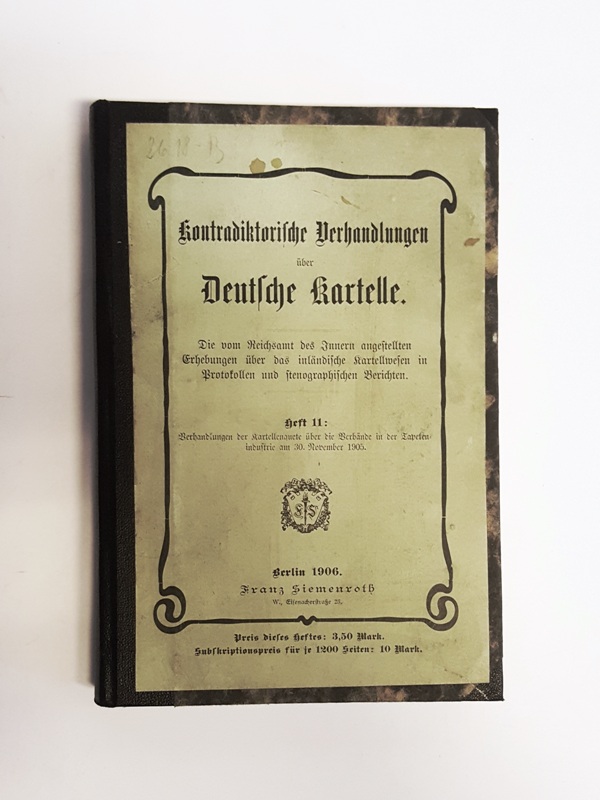 Tapetenindustrie -  Verhandlungen der Kartellenquete über die Verbände in der Tapetenindustrie am 30. November 1905. Stenographischer Bericht. 