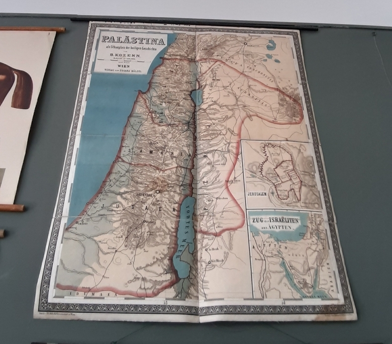 Karte 1860 -  Israel - Palästina als Schauplatz der heiligen Geschichte. Von B. Kozenn, Maßstab: 1 : 263 000. 