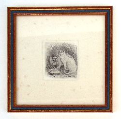Wegener, Johann Friedrich W.  Radierung "Katzen". 17 x 17cm. Plattengre: 6 x 6,5cm. 