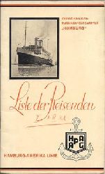 Hamburg Amerika Linie  Liste der Reisenden Zweischrauben-Turbinenpostdampfer NEW YORK am 8. Juni 1928 von Hamburg nach New York, ber Boulogne S. M.  und Southhampton.. 