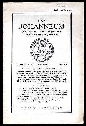   Das Johanneum. Mitteilungen des Vereins ehemaliger Schüler der Gelehrtenschule des Johanneums. Jg. 12 (nur) H. 46. 