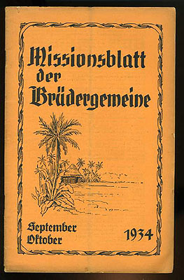   Missionsblatt der Brüdergemeine 98. Jg. 1934 (nur) H. 9/10. 