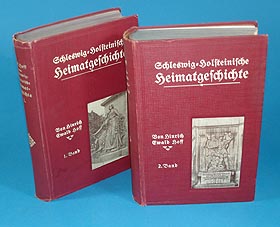 Hoff, Hinrich Ewald:  Schleswig-holsteinische Heimatgeschichte. Bd. 1: Von den ältesten Zeiten bis zur Wahl Christians I. zum Landesherrn, 1460 und Bd. 2: Vom Jahre 1460 bis zur Gegenwart. 