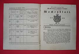   Großherzoglich Mecklenburg-Schwerinsches officelles Wochenblatt 1846. 1. bis 33. Stück. 