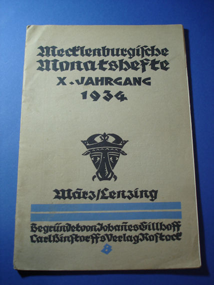   Mecklenburgische Monatshefte. Jg. 10 (nur) Heft 3 (110. Heft). 