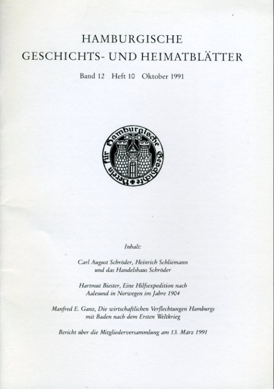   Hamburgische Geschichts- und Heimatblätter. Band 12. Heft 10. Oktober 1991. 